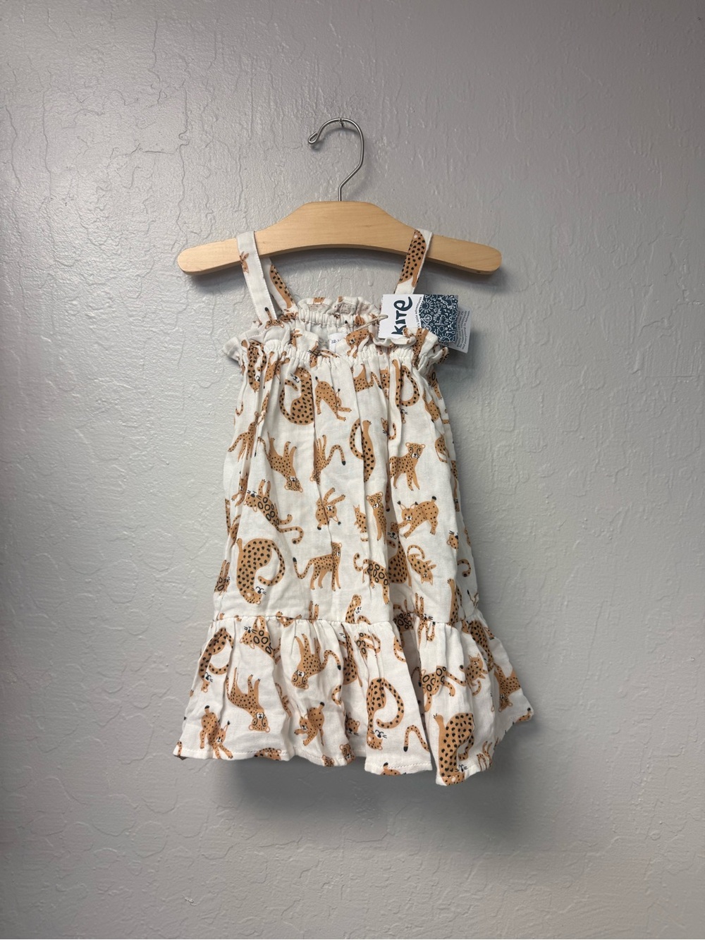 $29 ADD ON kite organic cotton slip cheetah dress 12-18M new with tags zara
